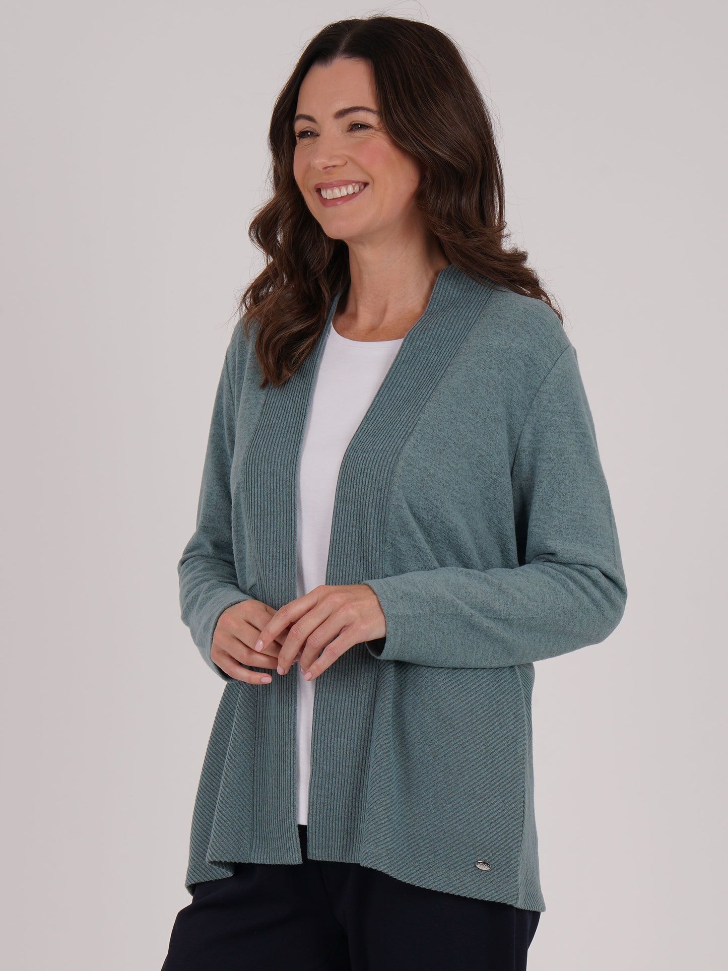 TIGI Ribbed Detail Cardigan - Aquamarine