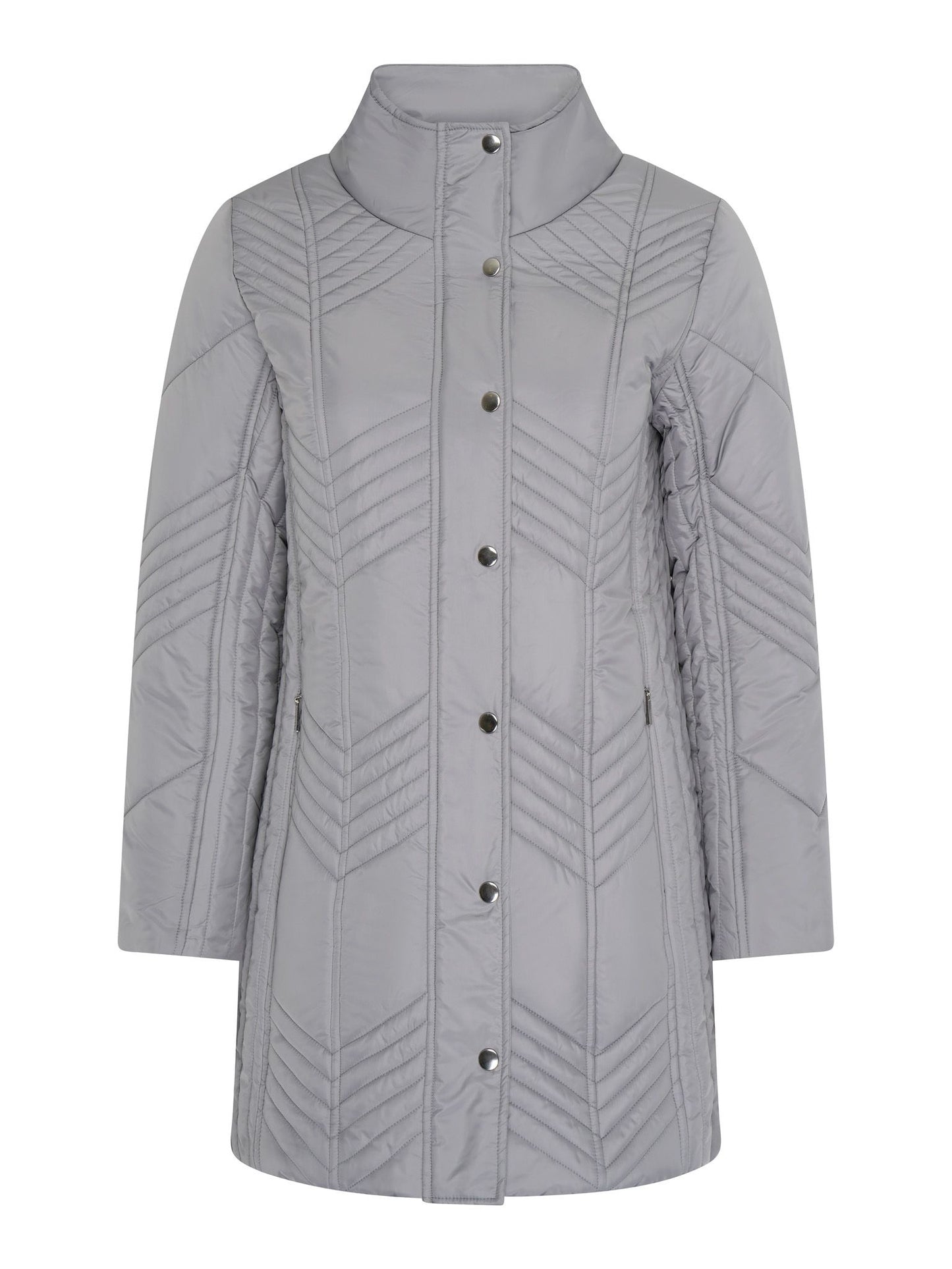 TIGI Chevron Quilt Coat - Putty Grey