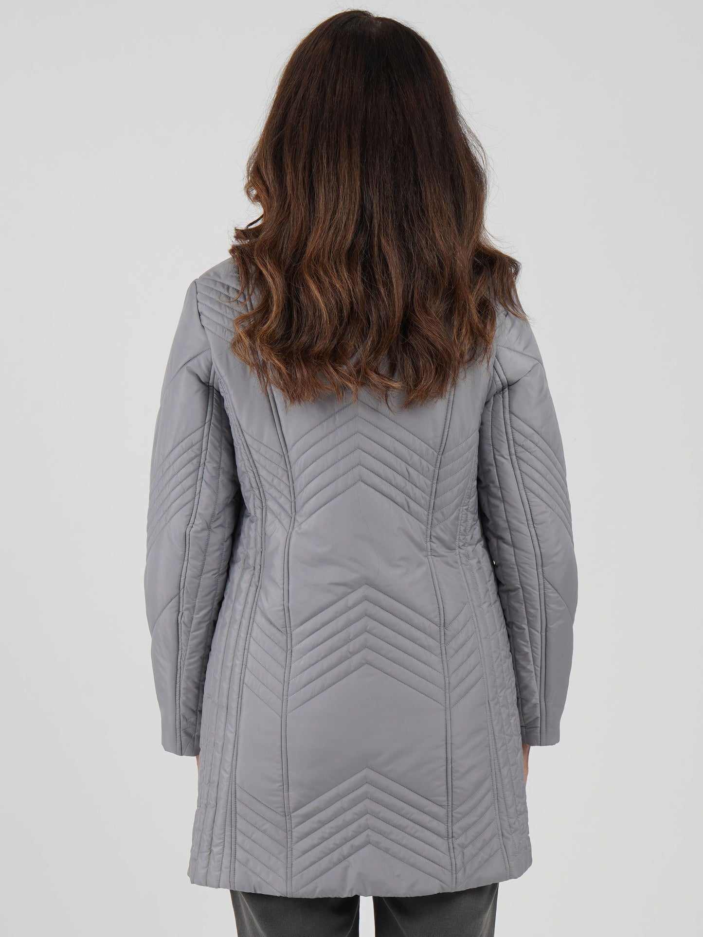TIGI Chevron Quilt Coat - Putty Grey