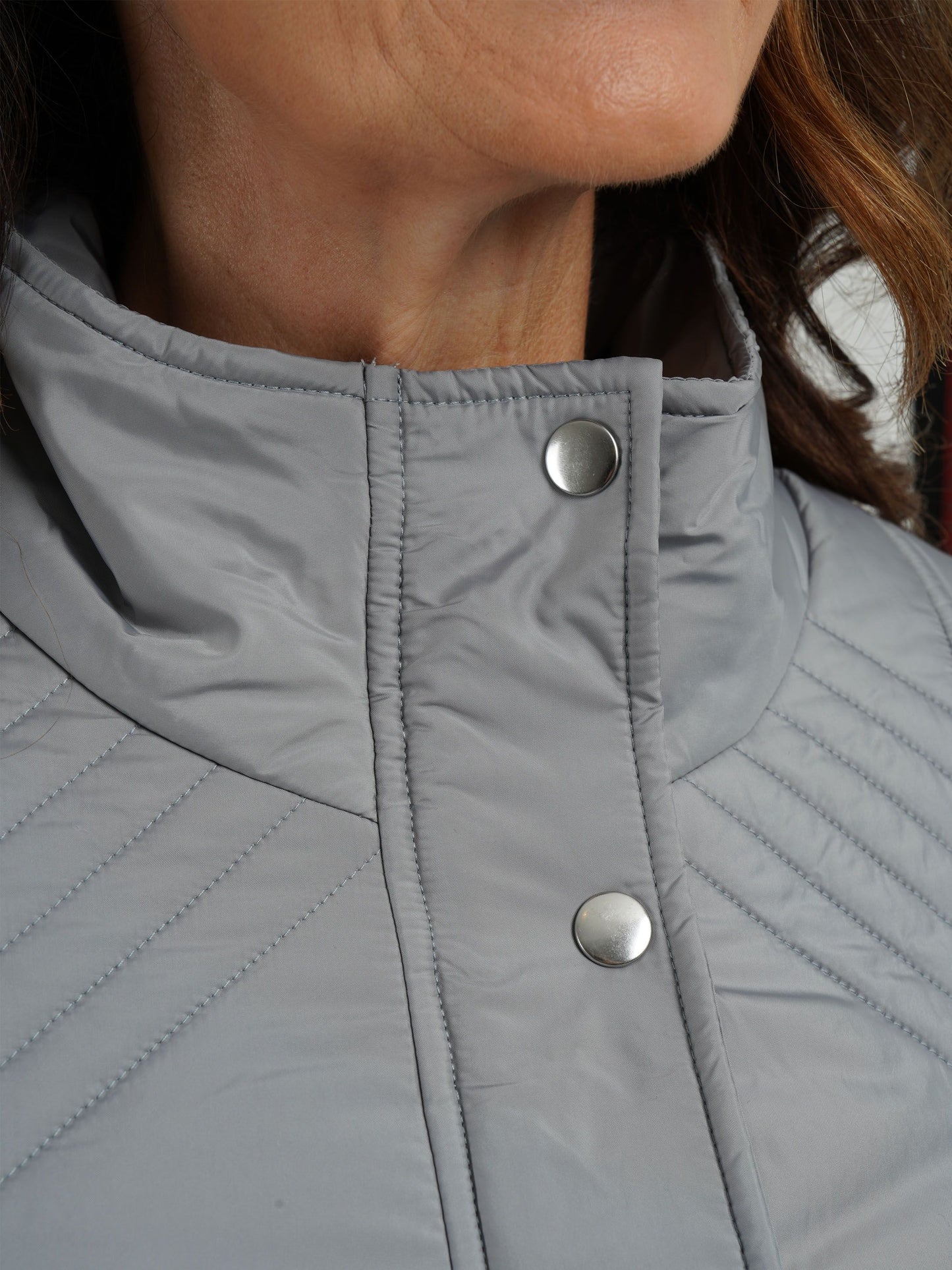 TIGI Chevron Quilt Coat - Putty Grey