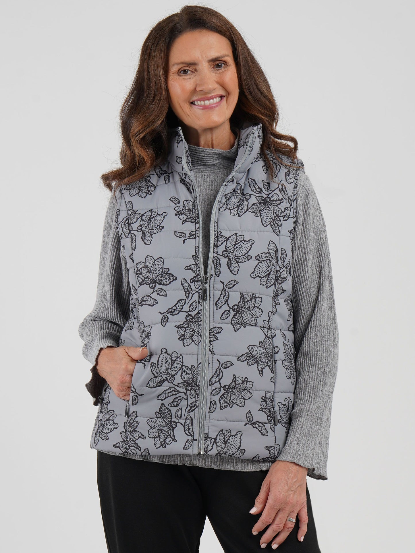 Tigi Floral Printed Gilet - Putty