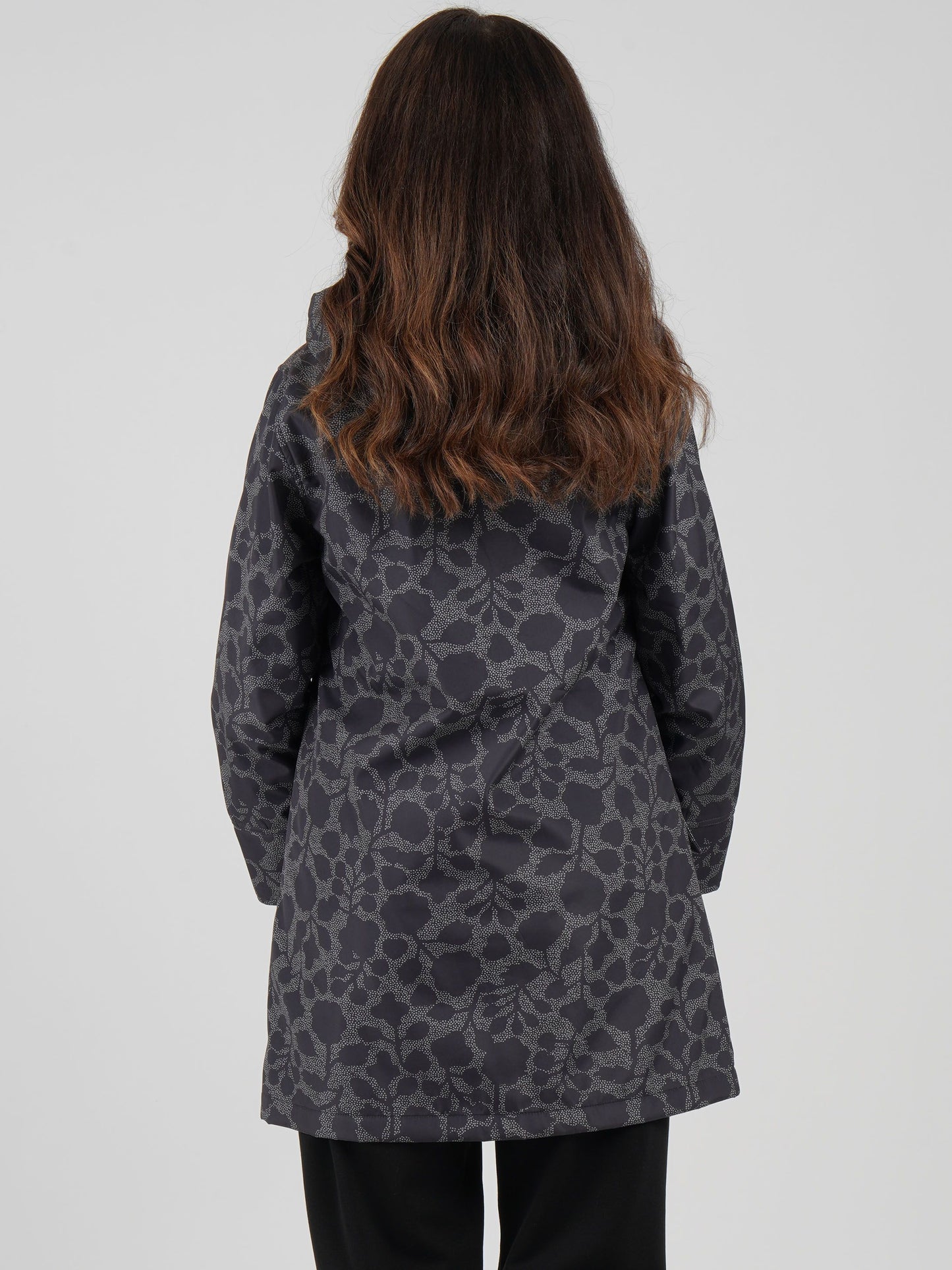 TIGI Floral Print Coat - Charcoal Grey