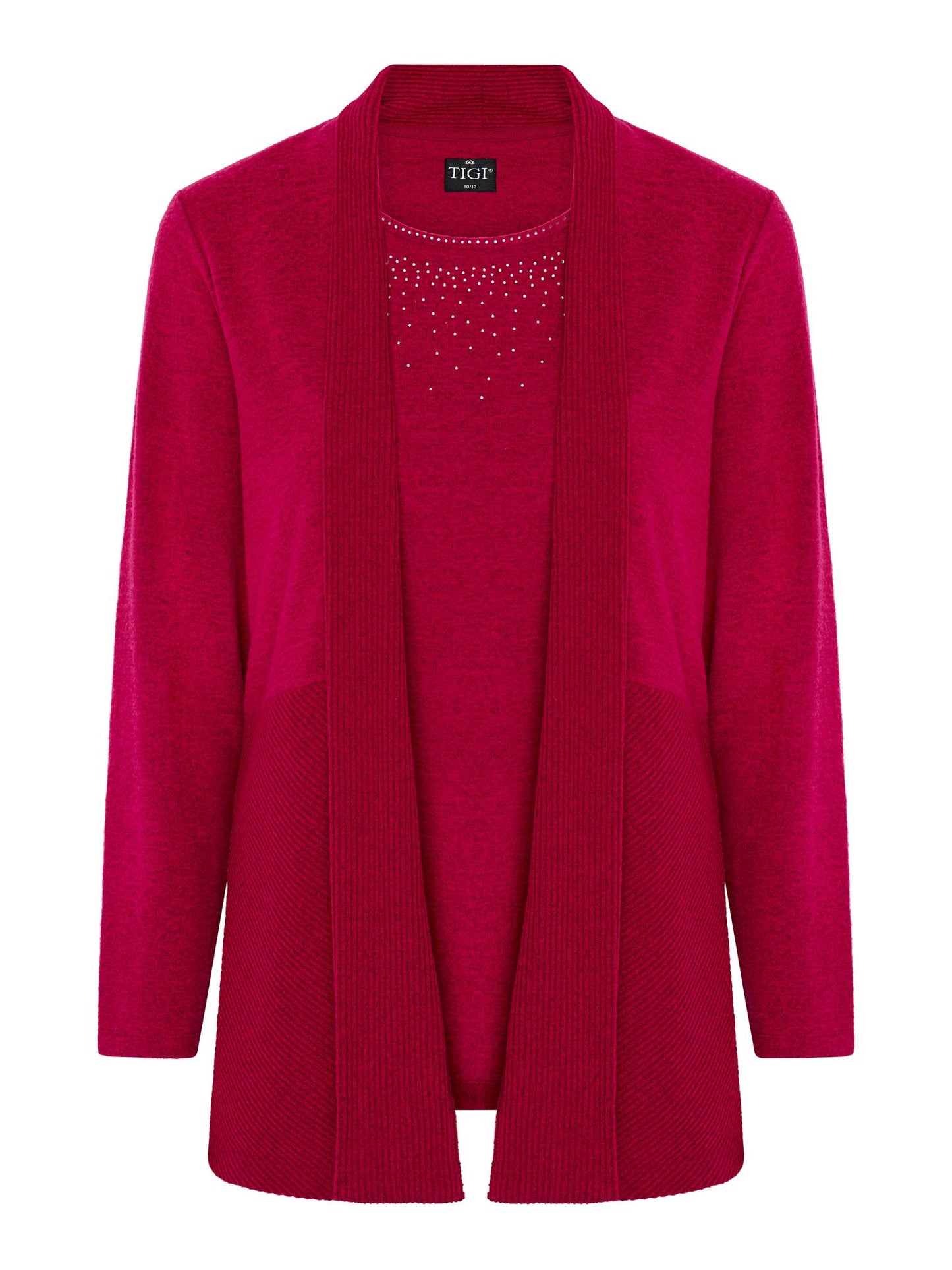 TIGI Ribbed Mock Cardi Tunic - Berry