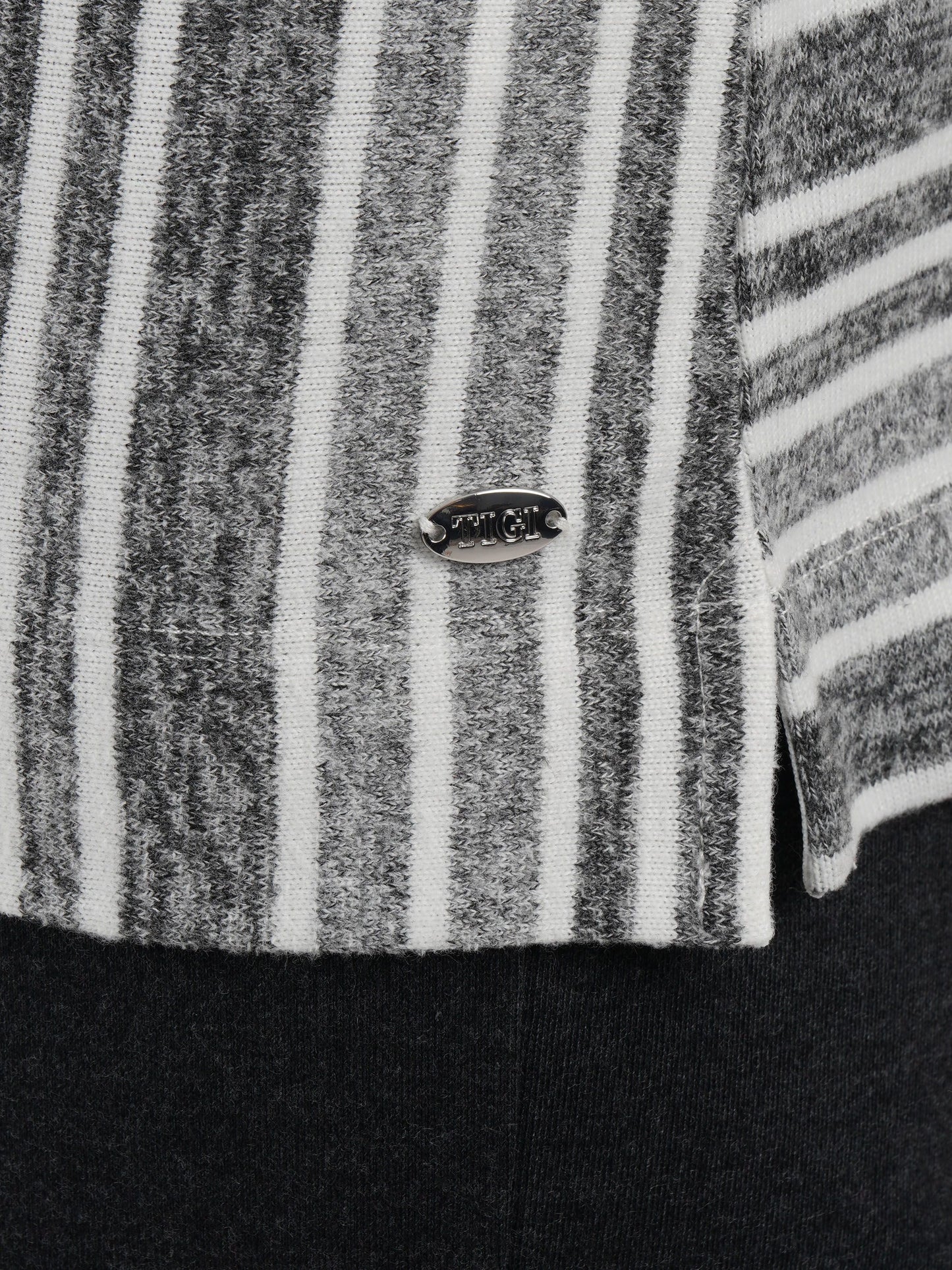 TIGI Cut And Sew Panelled Stripe Top - Silver Grey