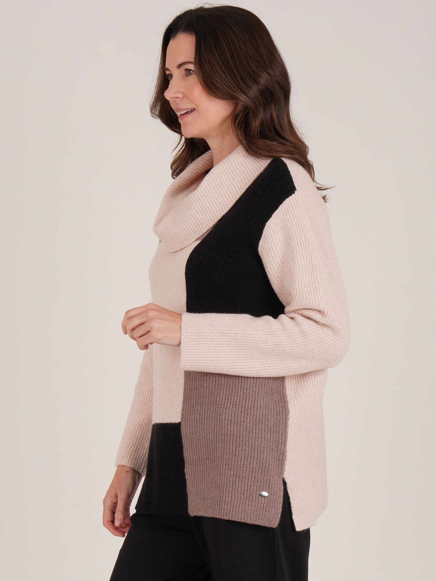 TIGI Colour Block Knitted Jumper - Stone