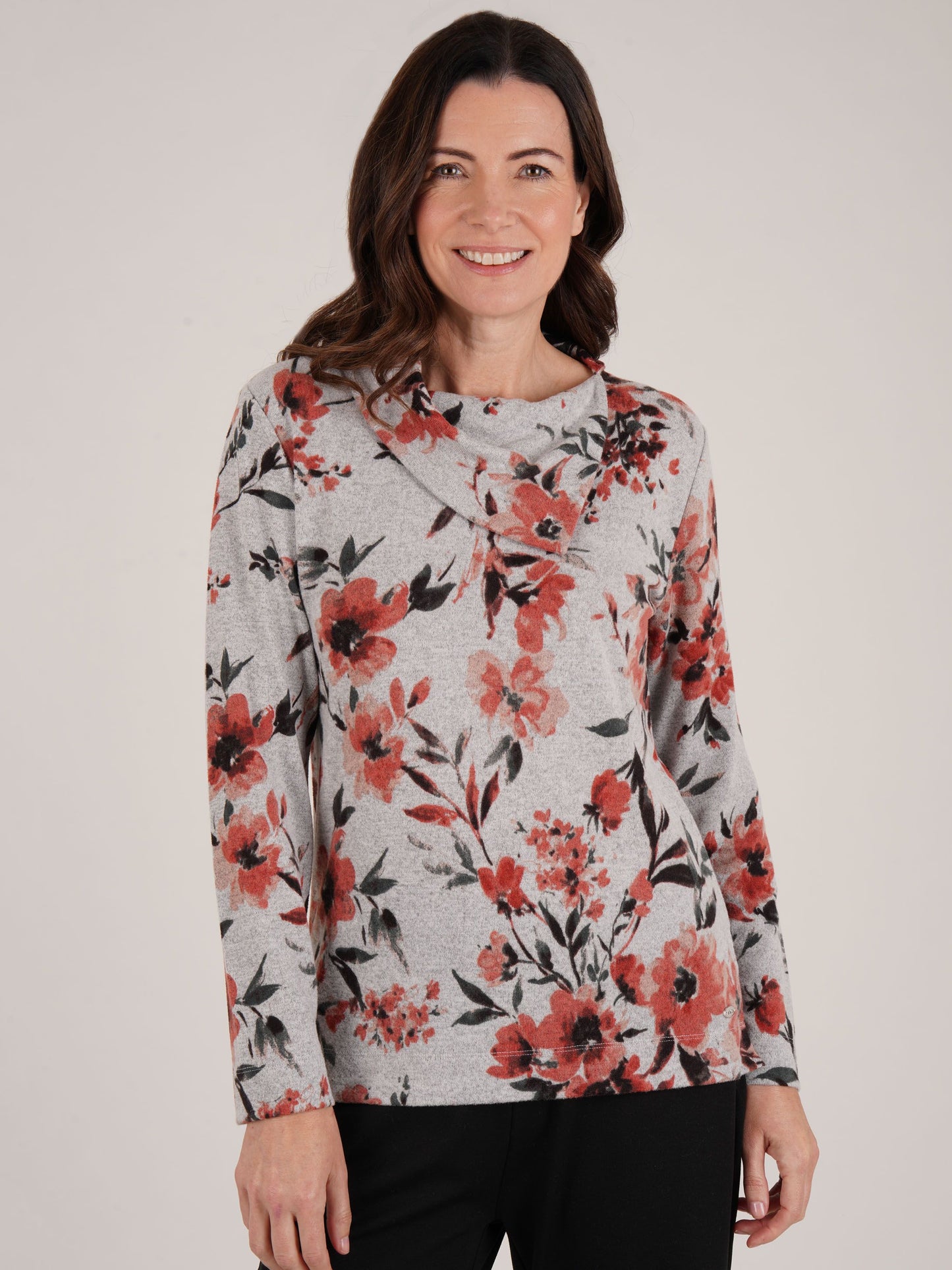 TIGI Floral Printed Split Neck Top - Malt