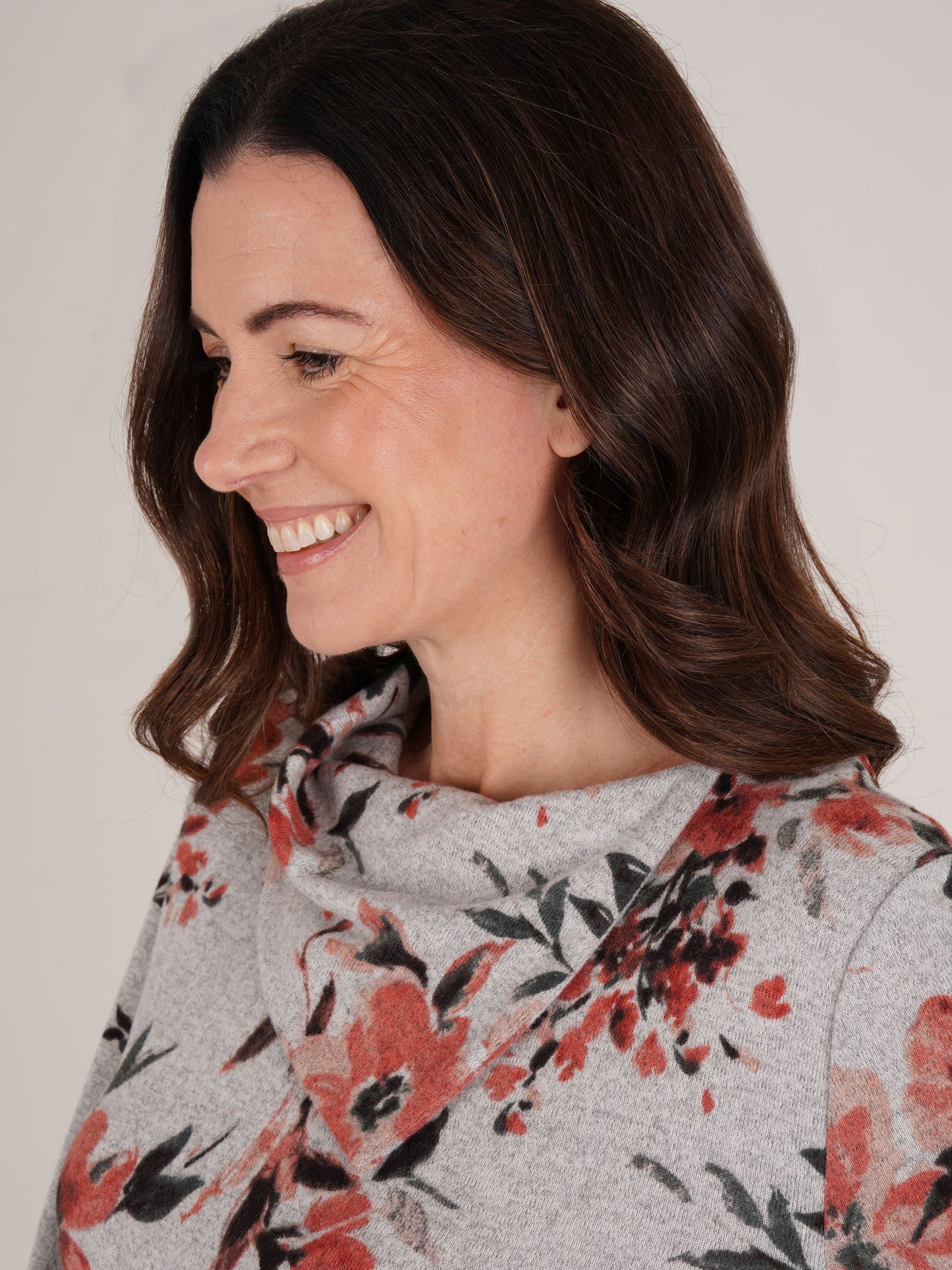 TIGI Floral Printed Split Neck Top - Malt