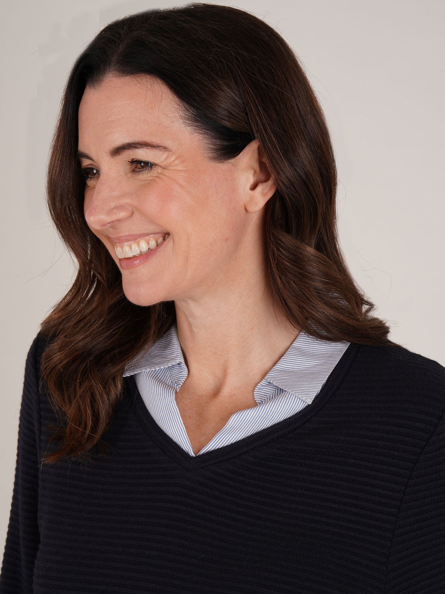TIGI Shirt Detail Jumper - Navy