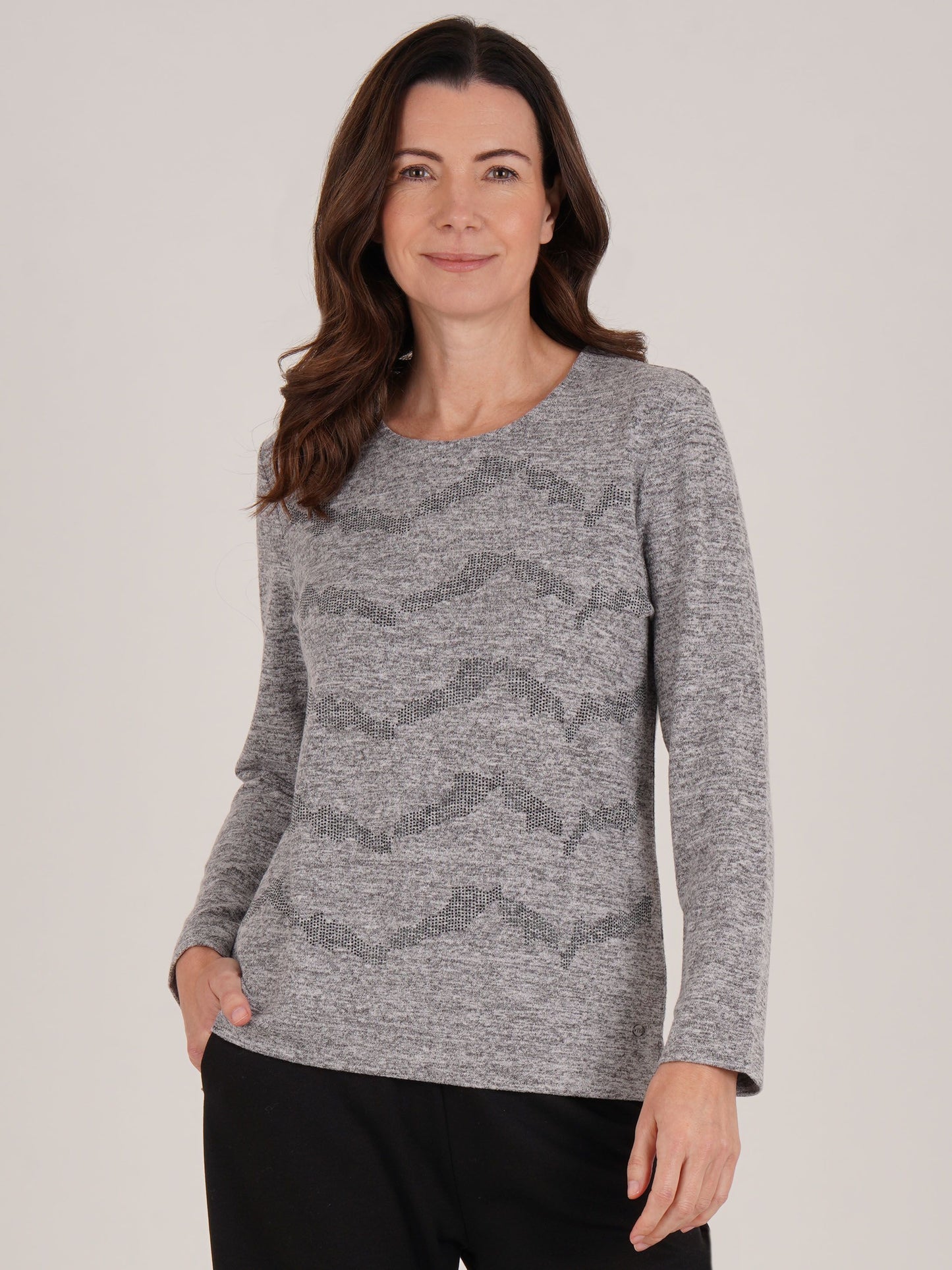 TIGI Embellished Sparkle Top - Marl Grey