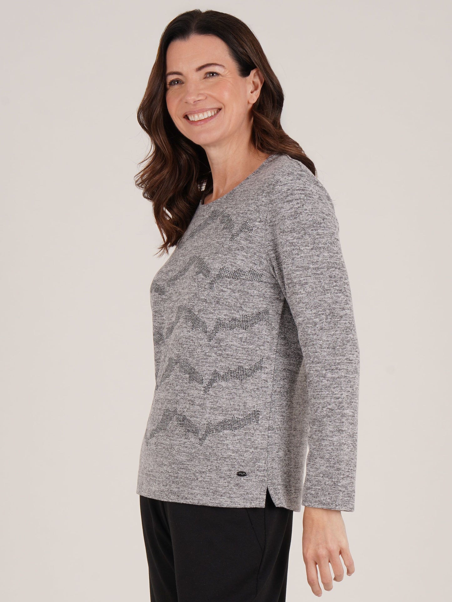 TIGI Embellished Sparkle Top - Marl Grey