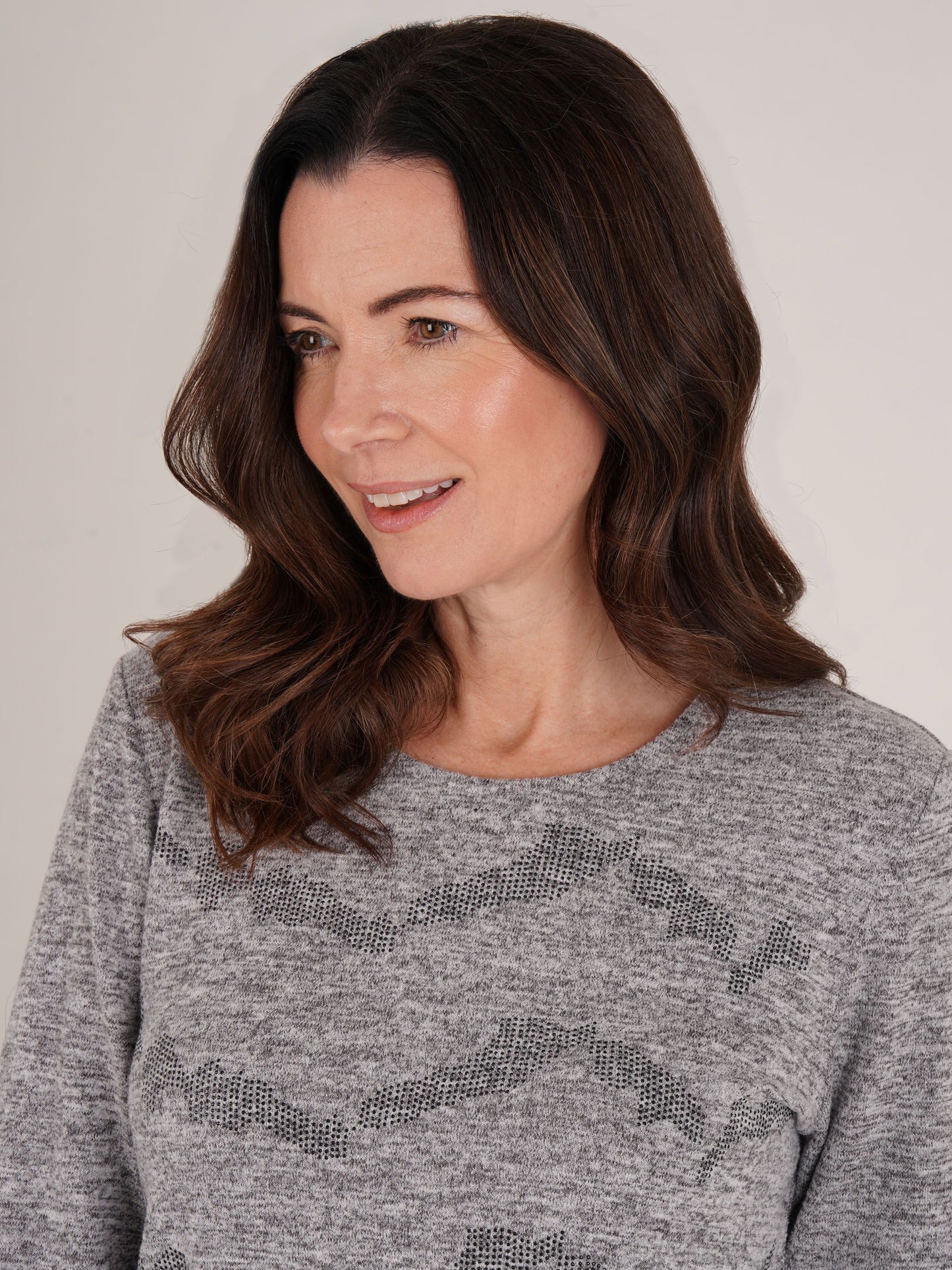 TIGI Embellished Sparkle Top - Marl Grey
