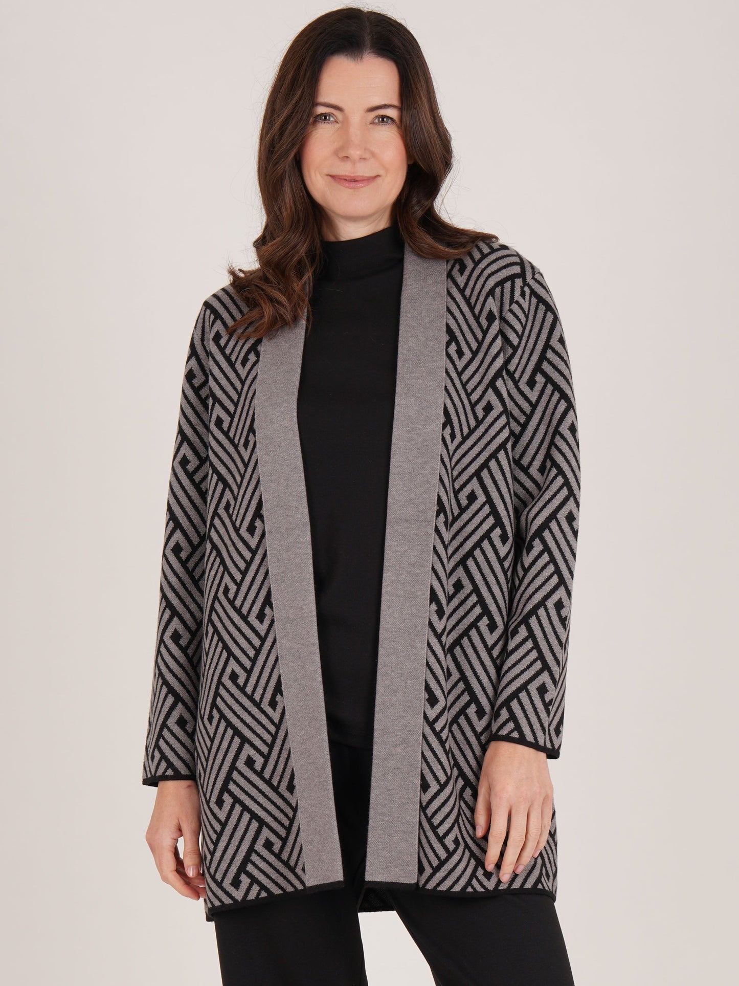 TIGI Longline Geometric Cardi - Silver