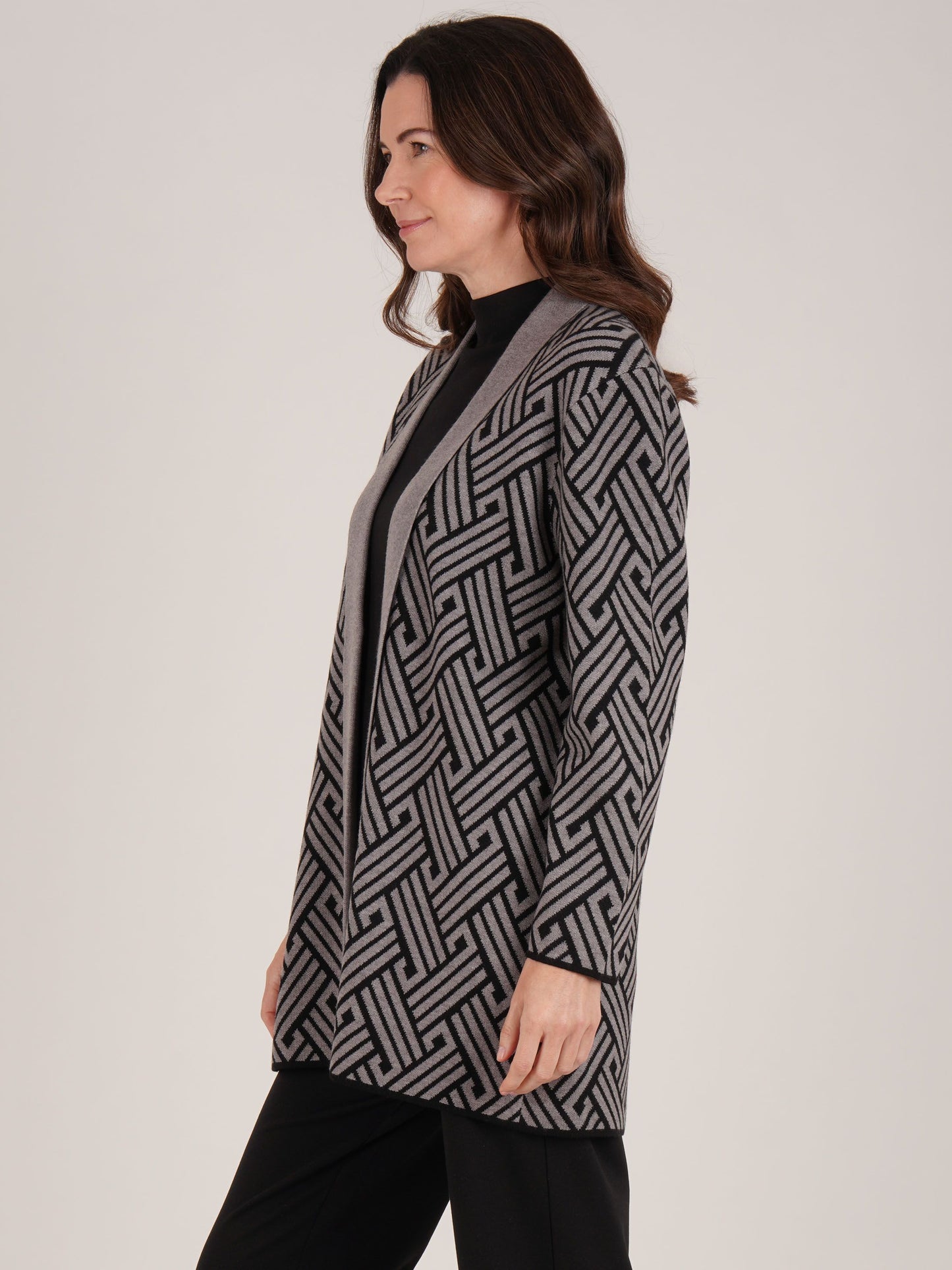 TIGI Longline Geometric Cardi - Silver