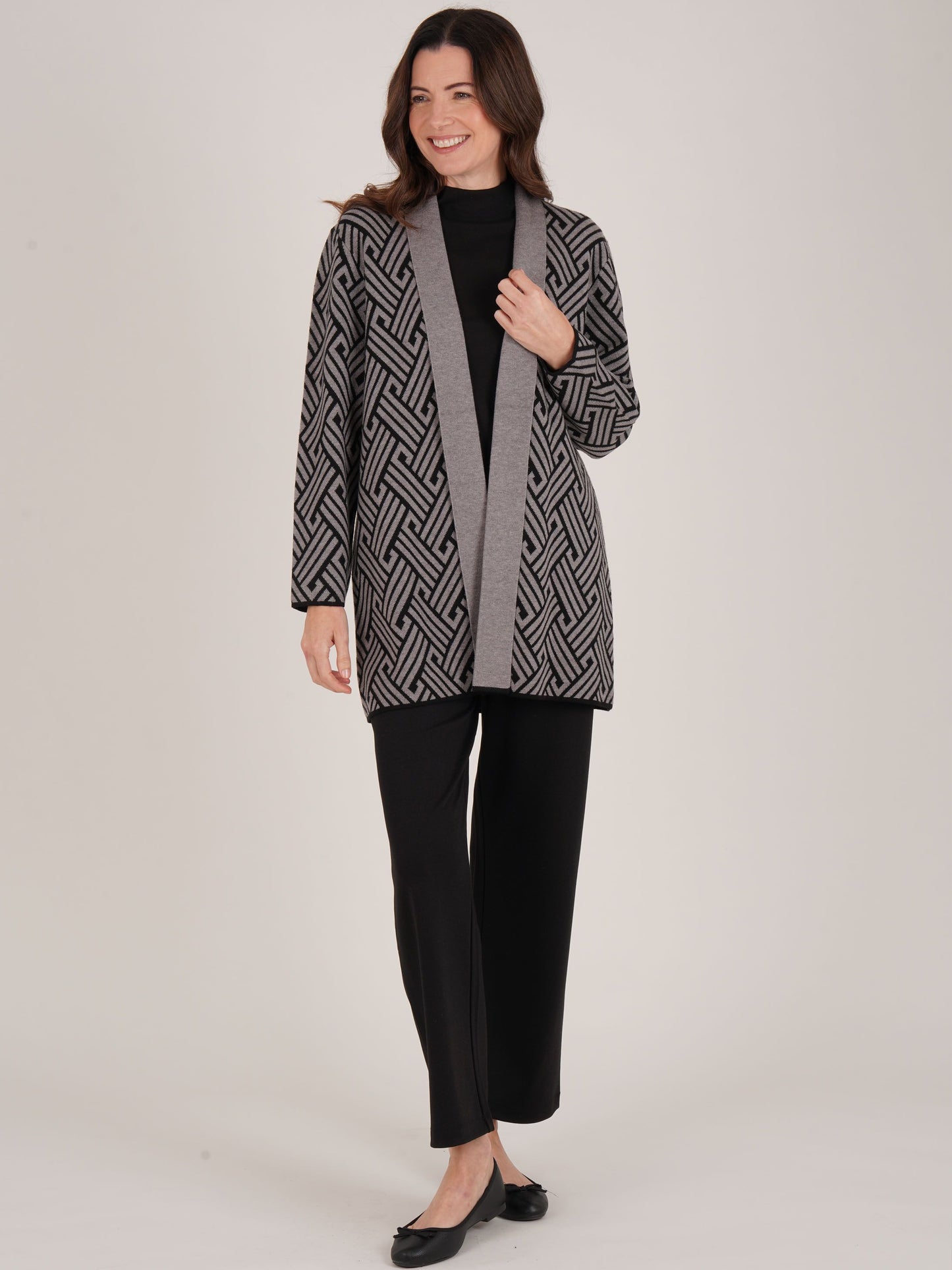 TIGI Longline Geometric Cardi - Silver