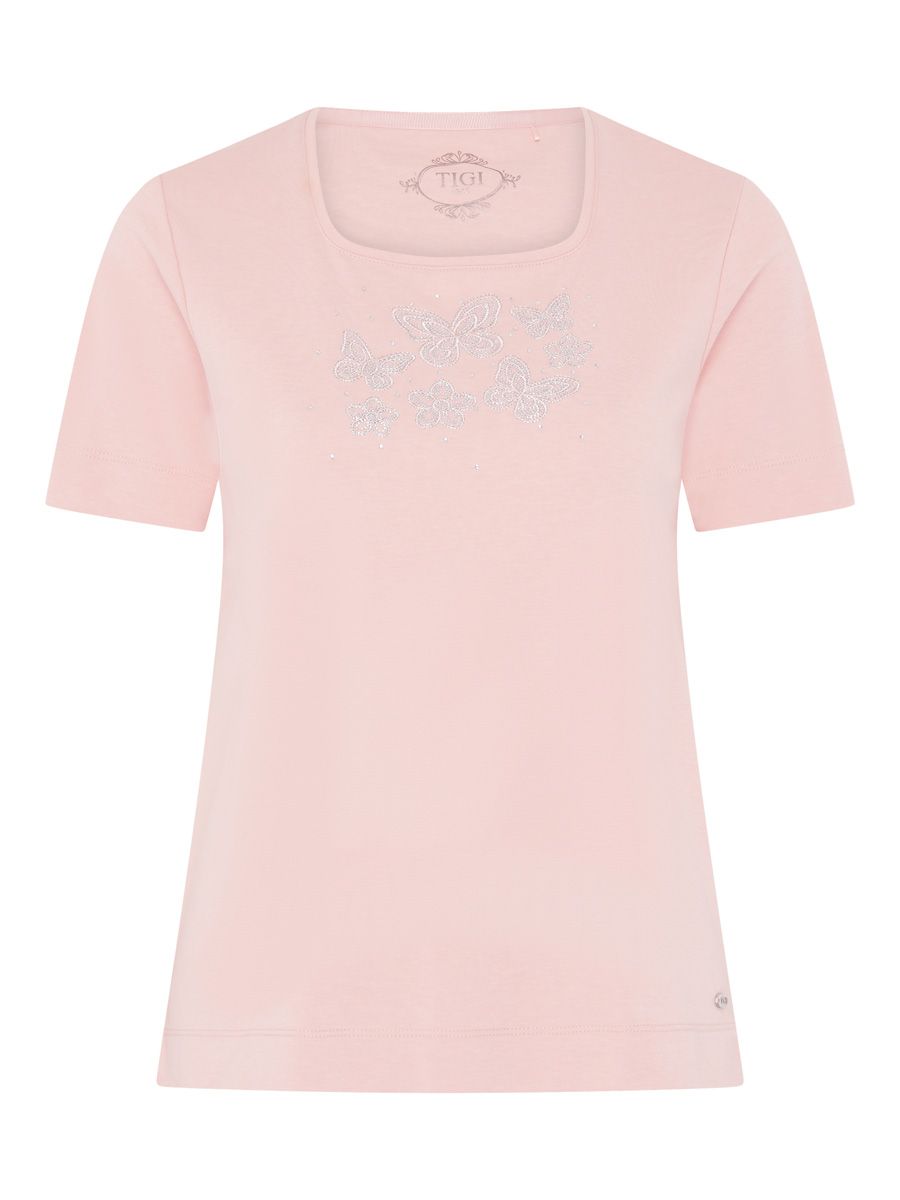 TIGI Butterfly & Floral Diamante Top - Melba Pink