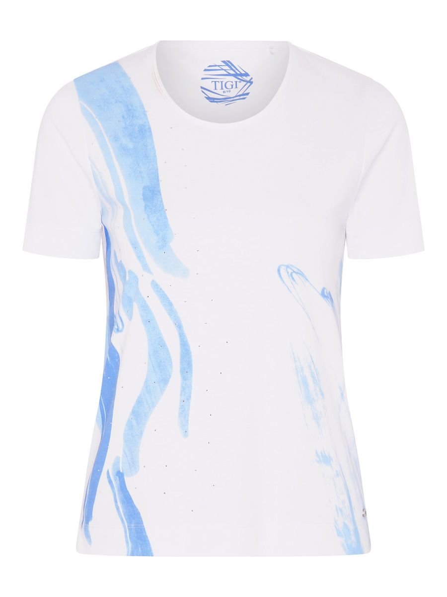 TIGI Blue Splash Wave Print Top - White
