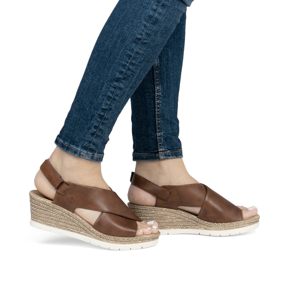 Rieker Wedged Brown Sandals 61975