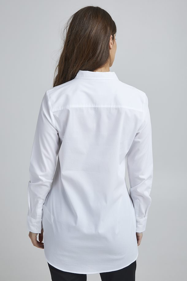 Fransa Classic Shirt/ Blouse with Dipped Hem - Plain white