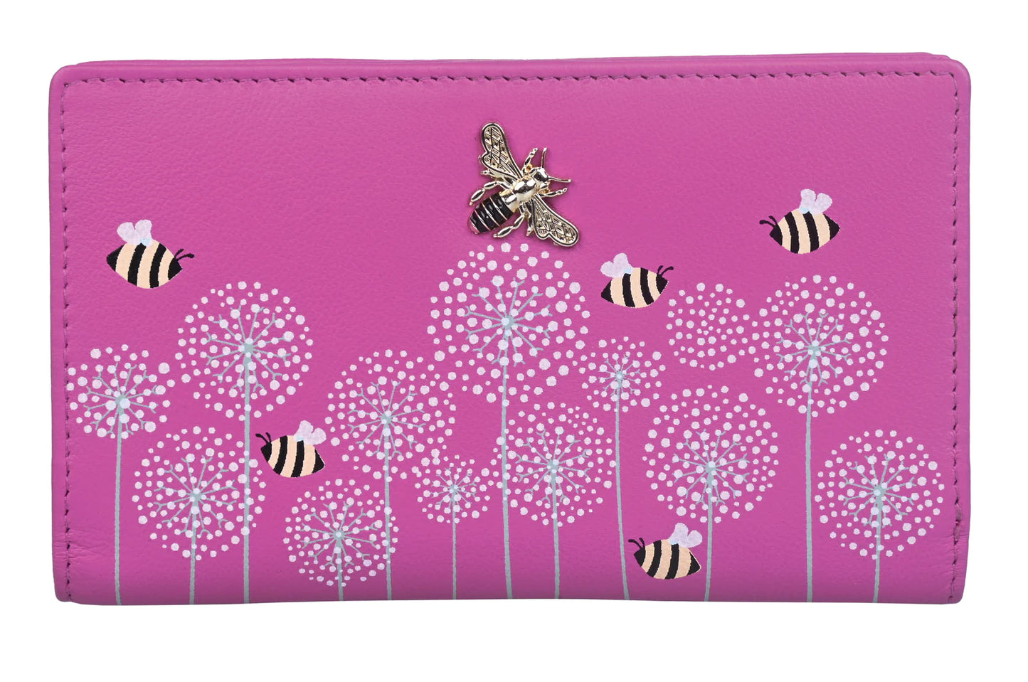 Mala Leather Moonflower Bee Compact Purse