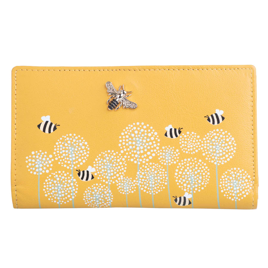 Mala Leather Moonflower Bee Compact Purse