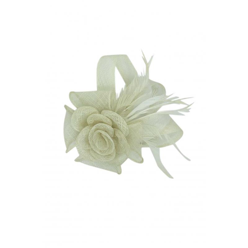 Small Mesh & Feather Flower Fascinator - Pretty Swish Accessories Ripley Derbyshire