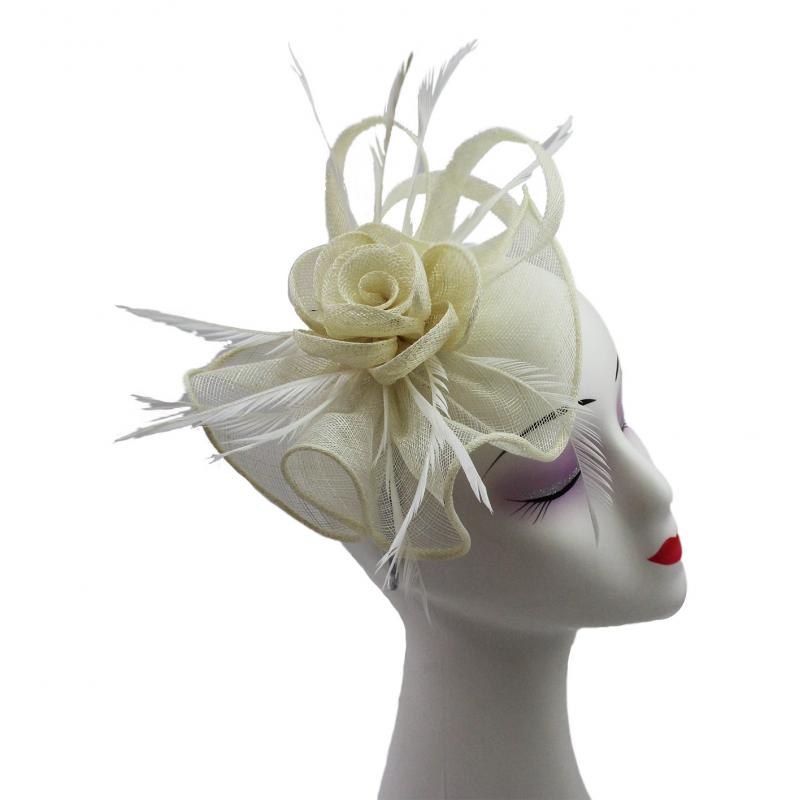 Large Mesh & Feather Flower Fascinator - Pretty Swish Accessories Ripley Derbyshire