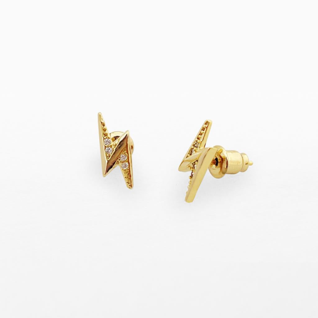 Life Charms Thunderbolt Gold Earrings
