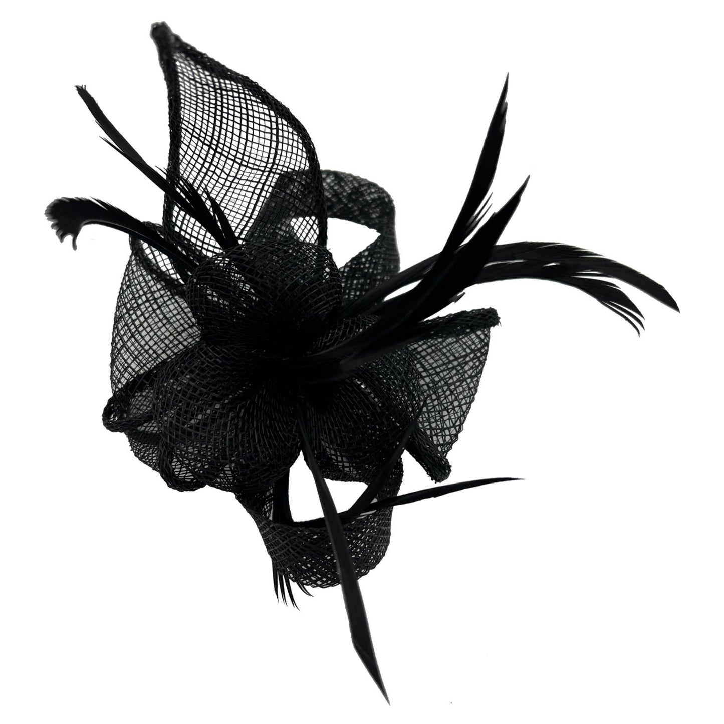 Small Sinamay Clip-On Fascinator with Feathers - Choice of colours