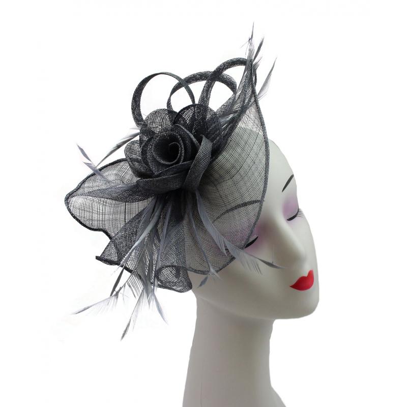 Large Mesh & Feather Flower Fascinator - Pretty Swish Accessories Ripley Derbyshire