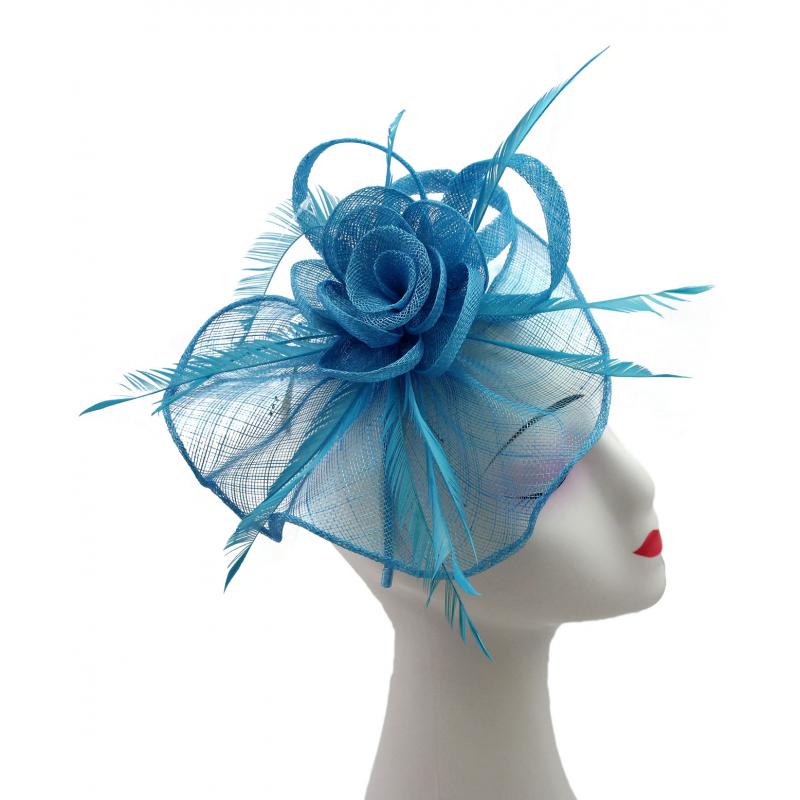 Large Mesh & Feather Flower Fascinator - Pretty Swish Accessories Ripley Derbyshire