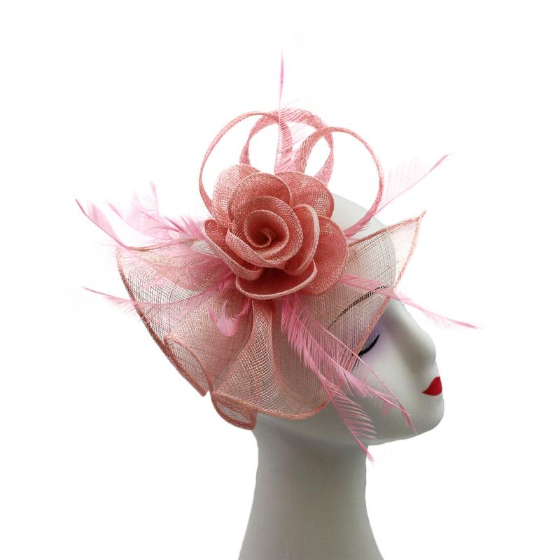 Large Mesh & Feather Flower Fascinator - Pretty Swish Accessories Ripley Derbyshire