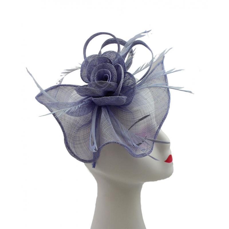 Large Mesh & Feather Flower Fascinator - Pretty Swish Accessories Ripley Derbyshire