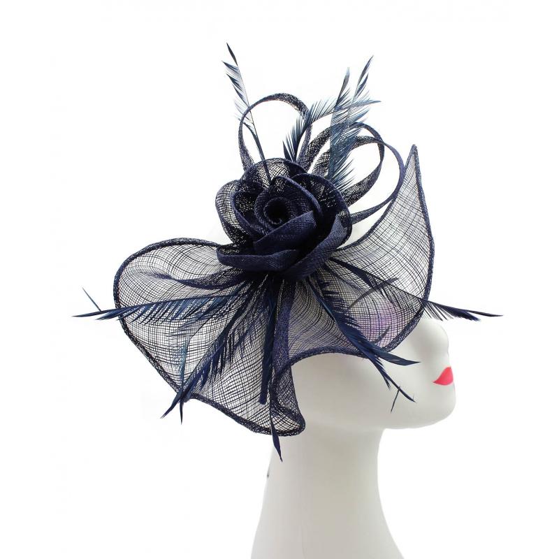 Large Mesh & Feather Flower Fascinator - Pretty Swish Accessories Ripley Derbyshire