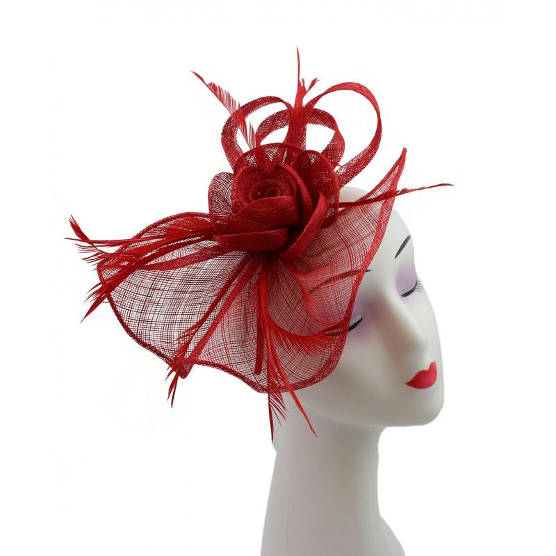 Large Mesh & Feather Flower Fascinator - Pretty Swish Accessories Ripley Derbyshire