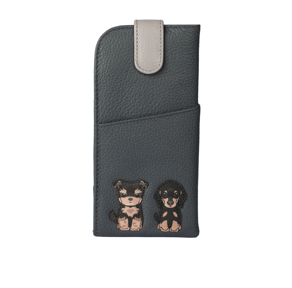Mala Leather Best Friends Sitting Dogs Glasses Case