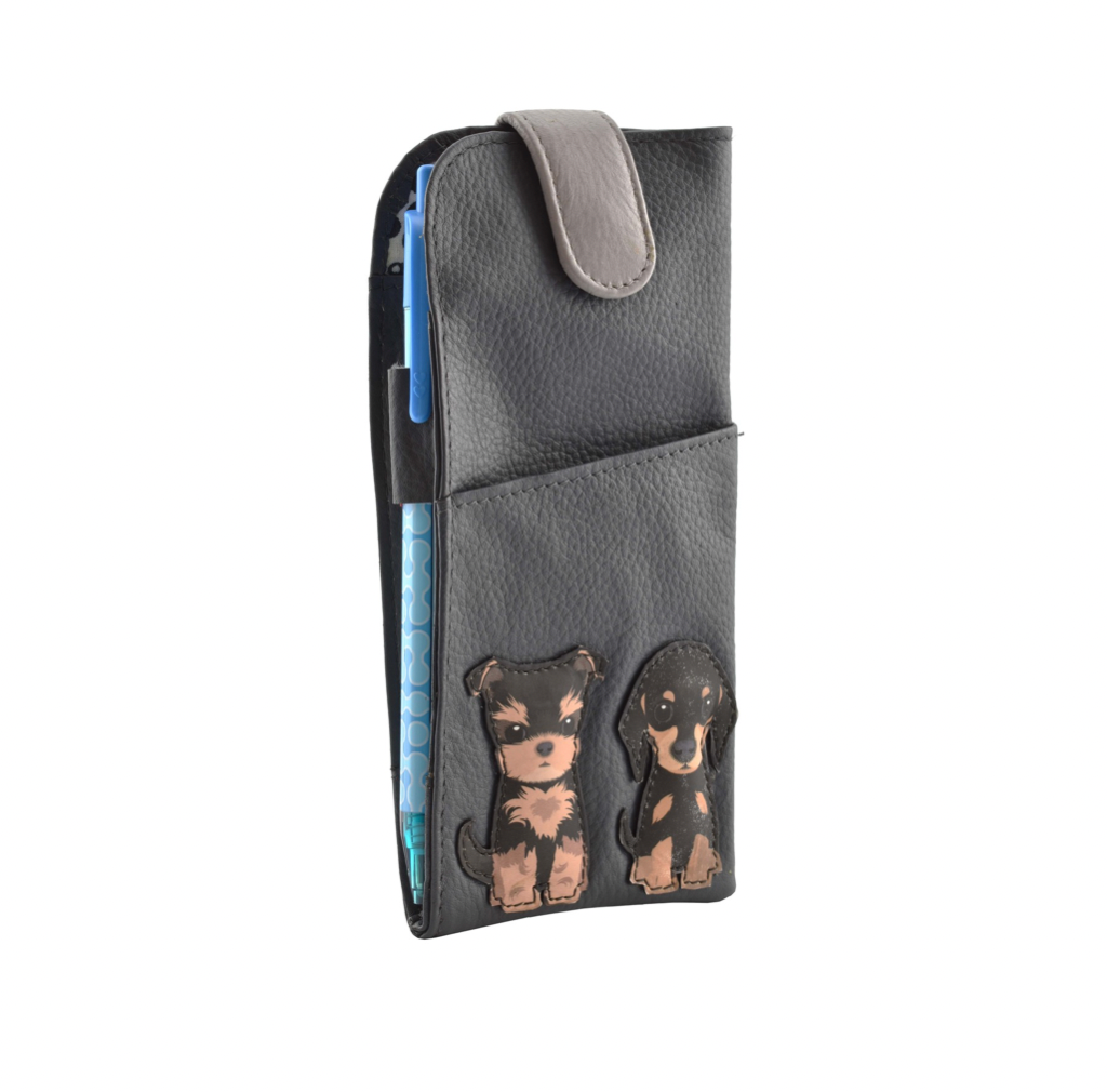 Mala Leather Best Friends Sitting Dogs Glasses Case