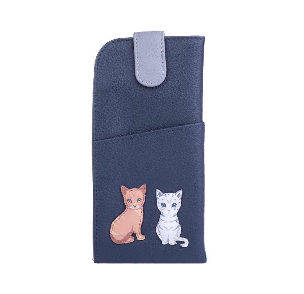 Mala Leather Best Friends Sitting Cats Glasses Case