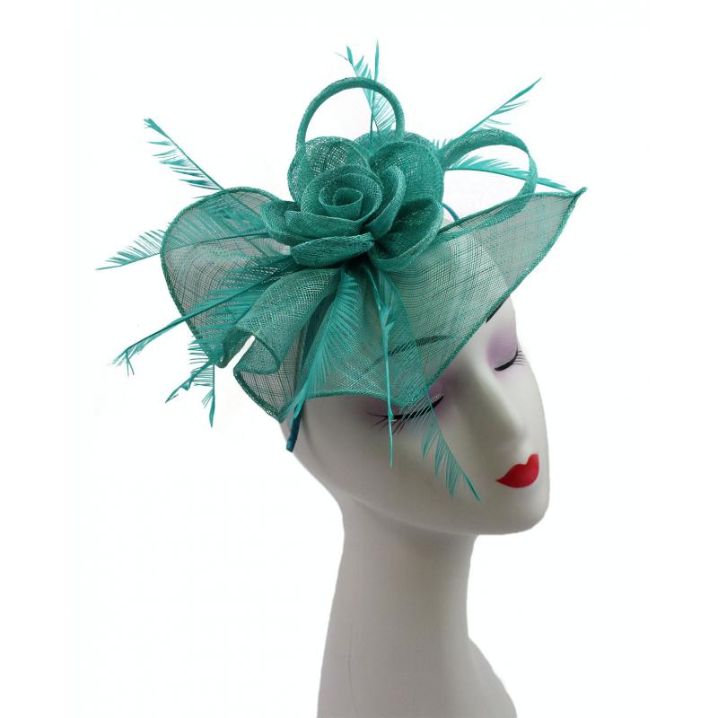 Large Mesh & Feather Flower Fascinator - Pretty Swish Accessories Ripley Derbyshire