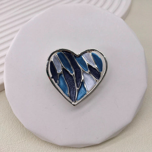 Magnetic Scarf Brooch - Blue Heart