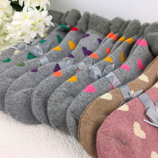 Weelis Wool Blend Hearts Print  Socks - Choice of colours