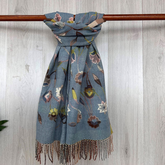 Cosy Floral Print Winter Wrap/ Scarf - Choice of colours