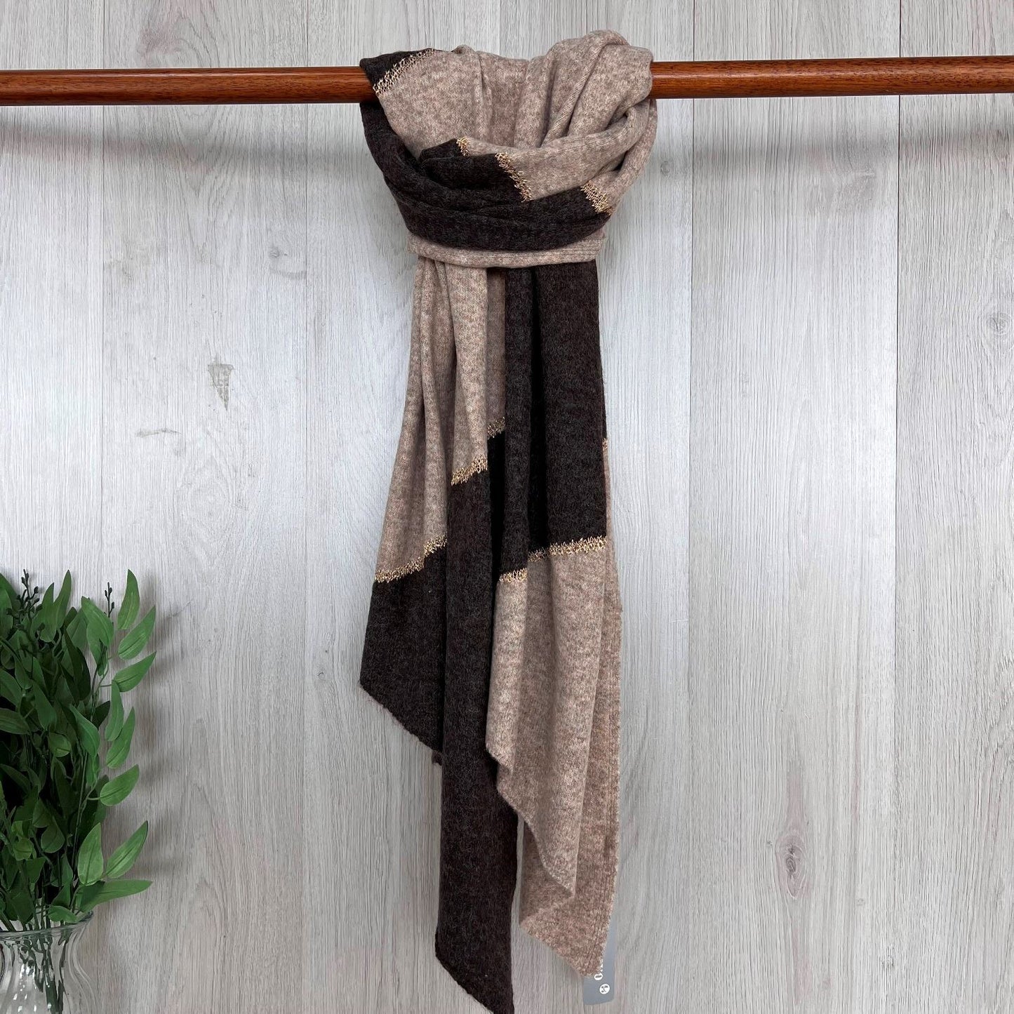 Cosy Colour Winter Wrap/ Scarf with Gold Trim - Choice of colours