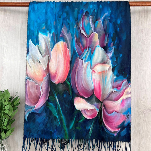 Luxury Watercolour Floral Print Winter Wrap/ Scarf - Choice of colours