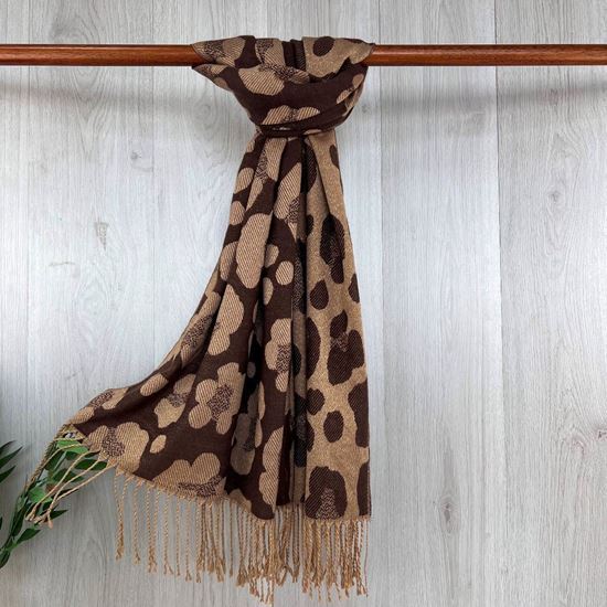 Reversible Leopard-Print Winter Scarf - Brown or Camel