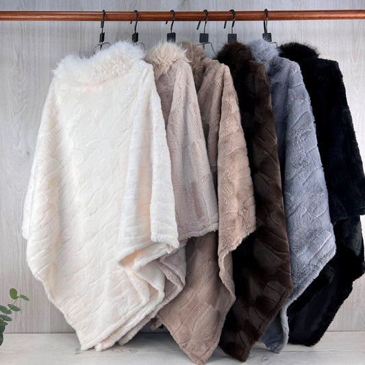 Faux Fur Poncho - Choice of colours