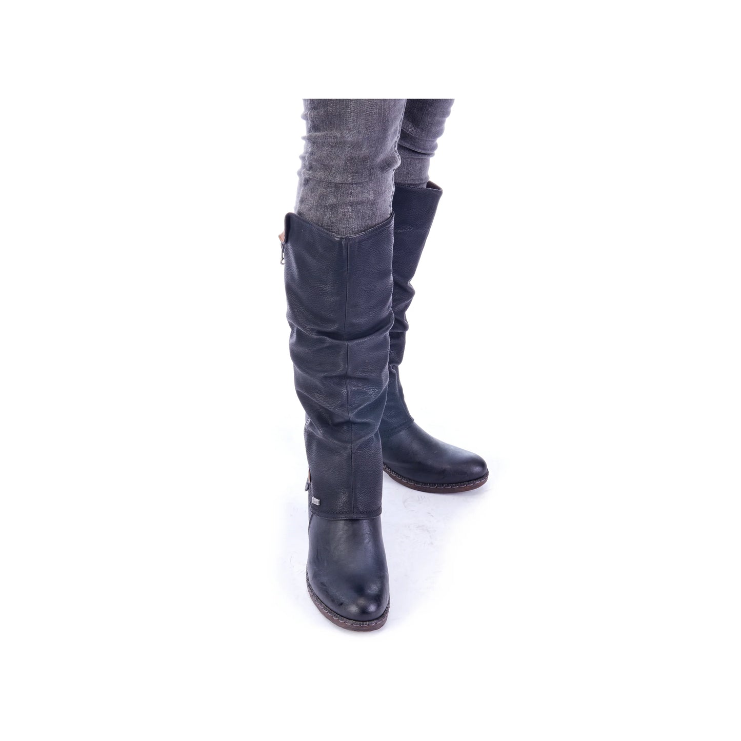 Rieker Ladies Tall Zip Boots 93655 - Black