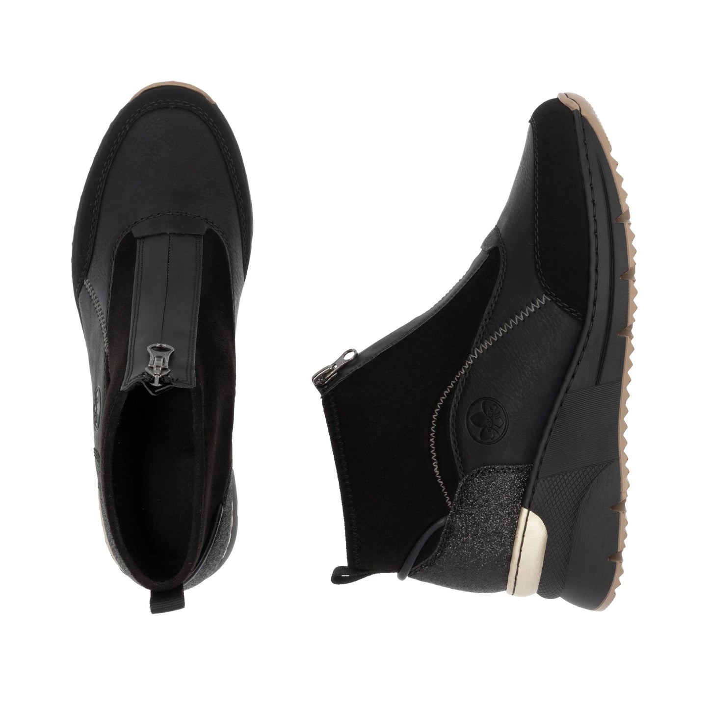 Rieker Ladies Wide Fitting Front Zip Boots N6361 - Black