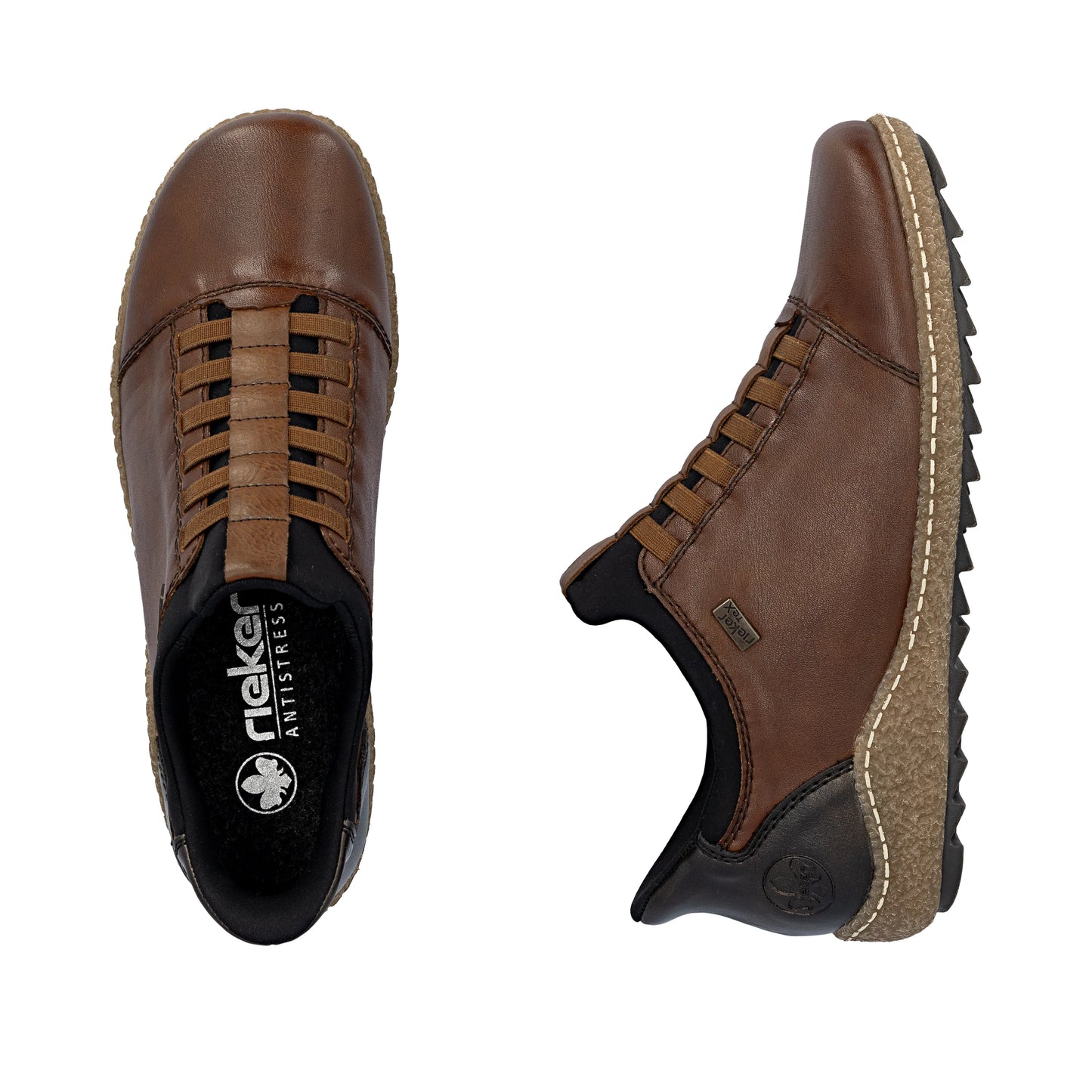 Rieker Tex L7562 Leather Elasticated Ready2Go Shoes - Brown
