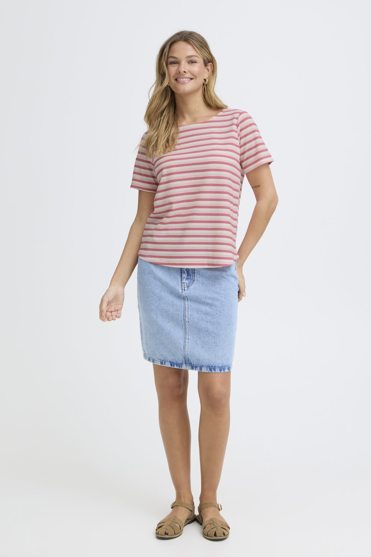 Fransa Josie Top - Lotus Stripe Pink