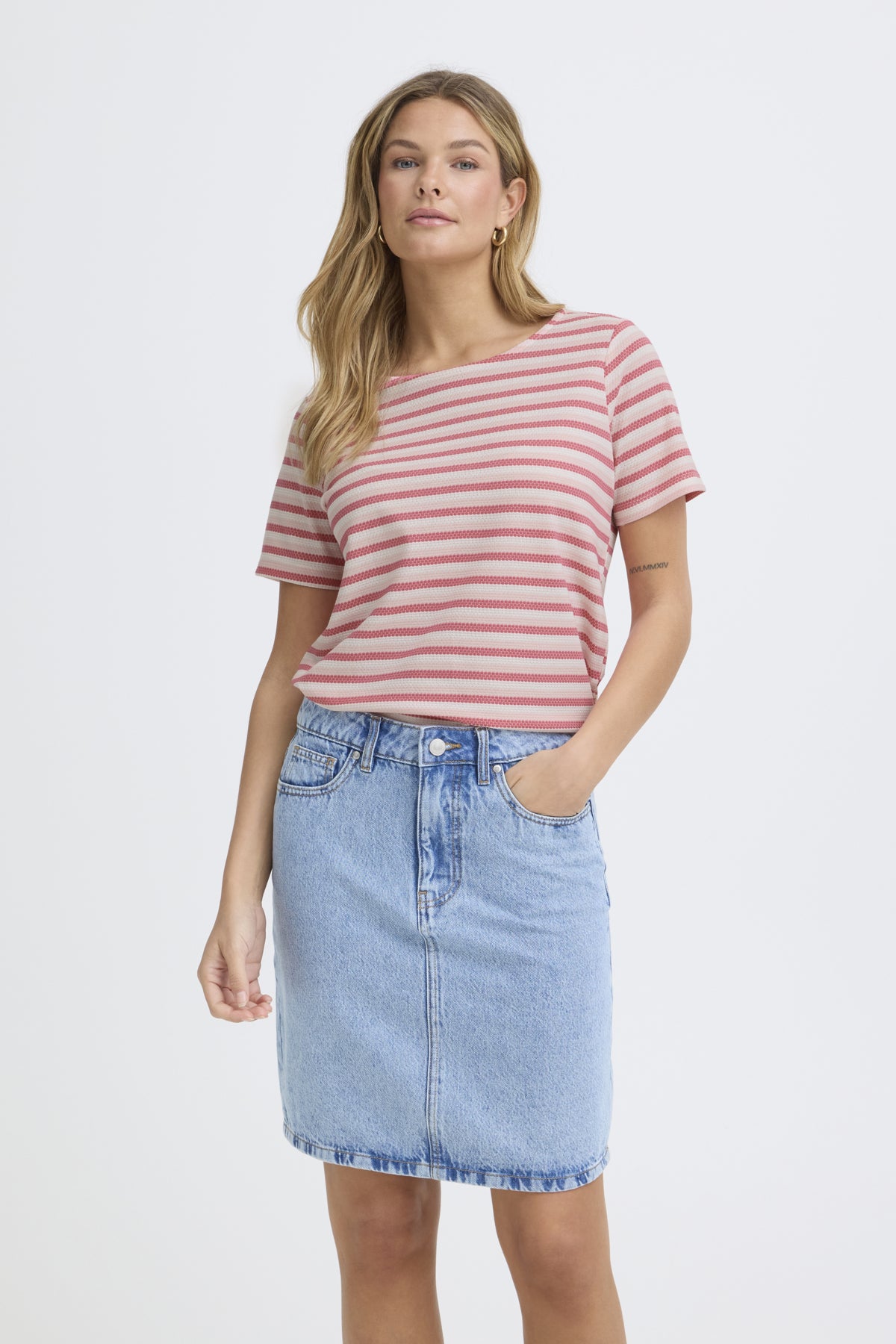 Fransa Josie Top - Lotus Stripe Pink